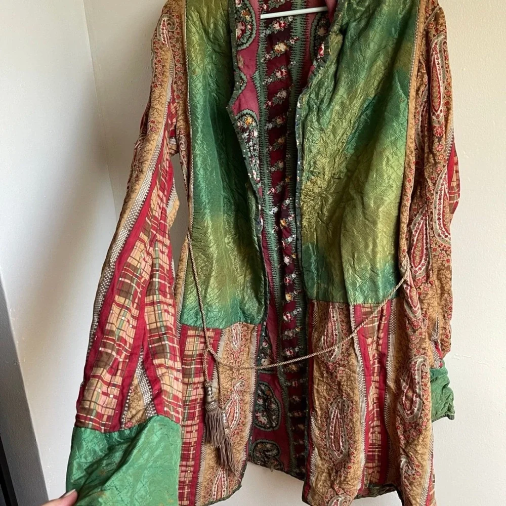 Vintage 1970s Quilted Robe Bohemian Patchwork - Picture 4 of 12